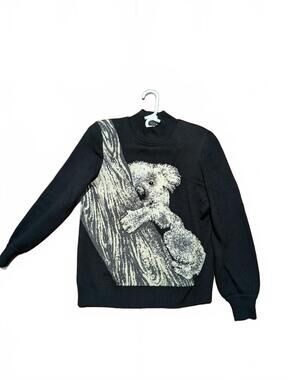 St. John Collection Black Sweater Koala Bear Design by Marie Gray, Size P